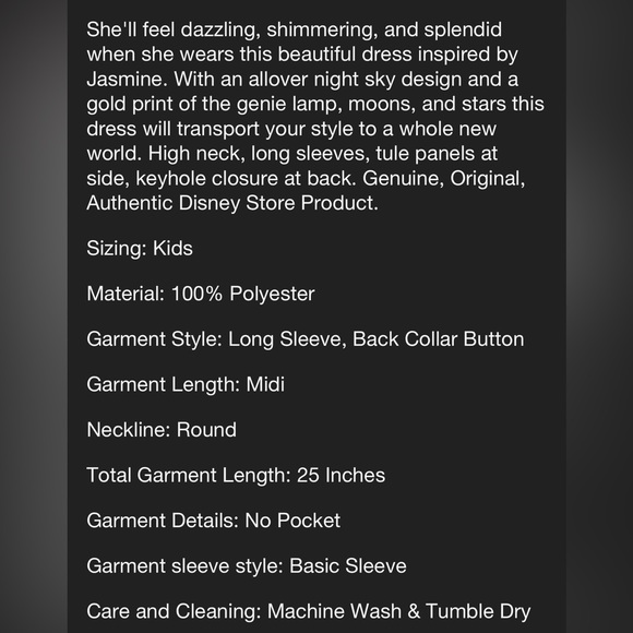 PRINCESS JASMINE DRESS - Picture 6 of 6